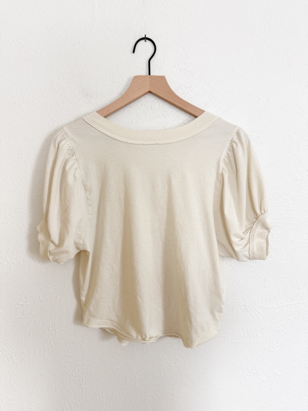 Free People Puff Sleeve Cream Top
